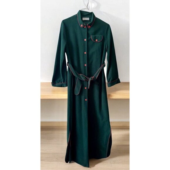 Vassarette Womens Dressing Gown Robe Small Vintage Green Christmas USA Housecoat - Picture 1 of 12